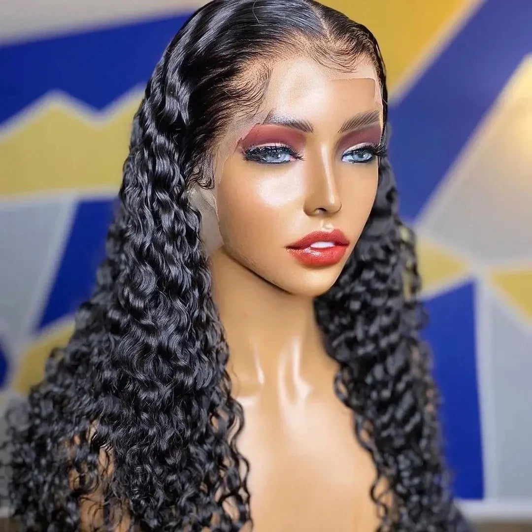 Maxy 13x4 Hd Lace Frontal Wig 13x6 Curly Human Hair Wigs Water Wave Human Hair Wig 30 40 Inch Loose Deep Wave Brazilian Choice Black