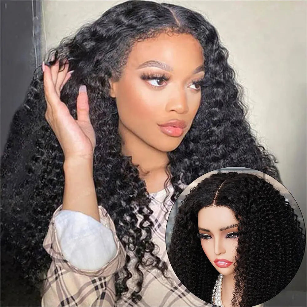 Maxy 250% Kinky Curly Lace Frontal Human Hair Wigs Pre-Plucked Brazilian Glueless Kinky Curly 5x5 Lace Closure Wigs Ready To Wear