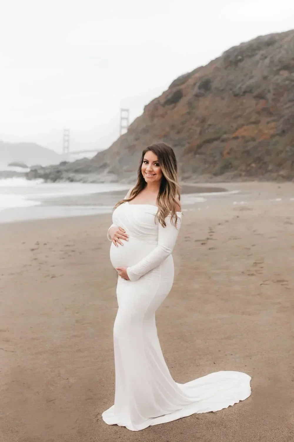 Maxy Long Sleeve Maternity Dress for Photography Props Elegant Pregnancy Clothes Pregnancy Dress Pregnant Photo Shoot Clothing