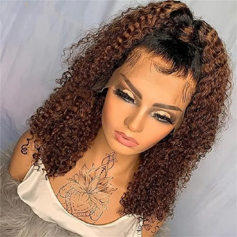 Maxy Glueless 26inch Soft Ombre blonde Long 180% Density Kinky Curly Lace Front Wig For Black Women Babyhair Preplucked Daily Cosplay