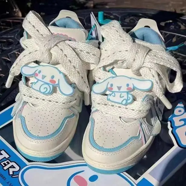 Maxy Cartoon Shoes Kawaii Fashion Comfortable Sanrio's Kittys Trend Couple Versatile Sports Leisure Breathable Skateboard Bread Shoes
