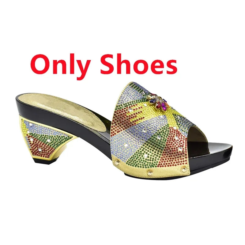 New Arrival Max Shoes and Bag Set Decorated with Rhinestone High Quality African Women Wedding Shoes and Bag Set Party Shoes