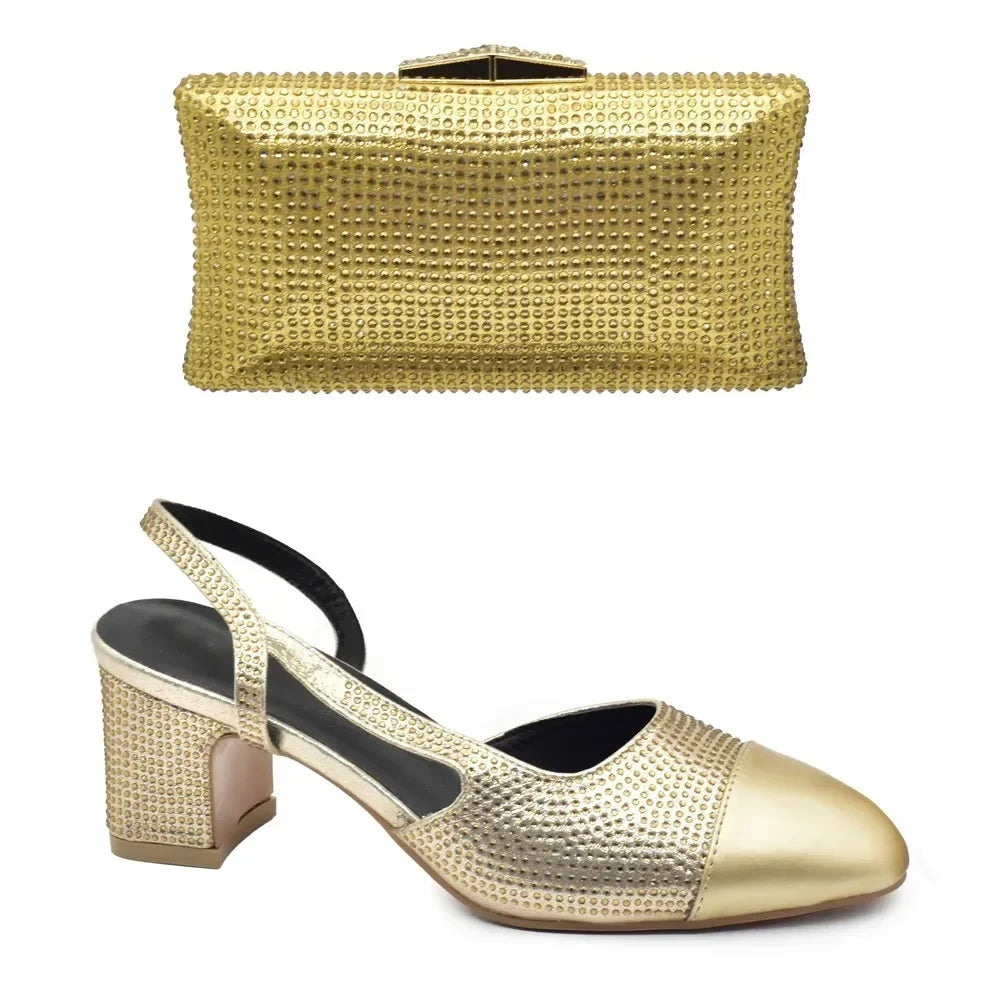 New Design Maxy Shoes and Bag To Match Set African Comfortable Heels Party Shoes and Bag Set for Wedding Plus Size 43