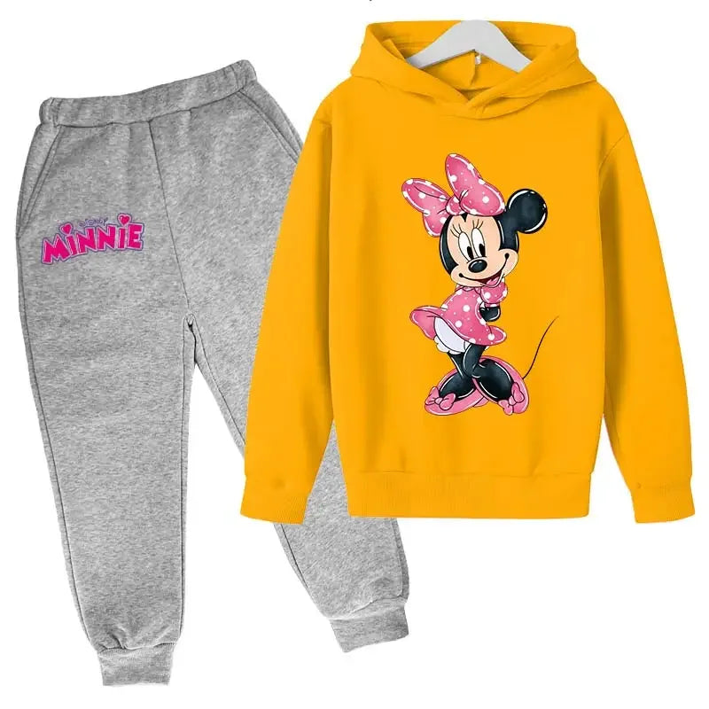 Minnie Mouse Clothes Set For Baby Girls With Autumn Winter Suit Mickey Mouse Toddler Kid Hoodies Set Infant Boy Clothing