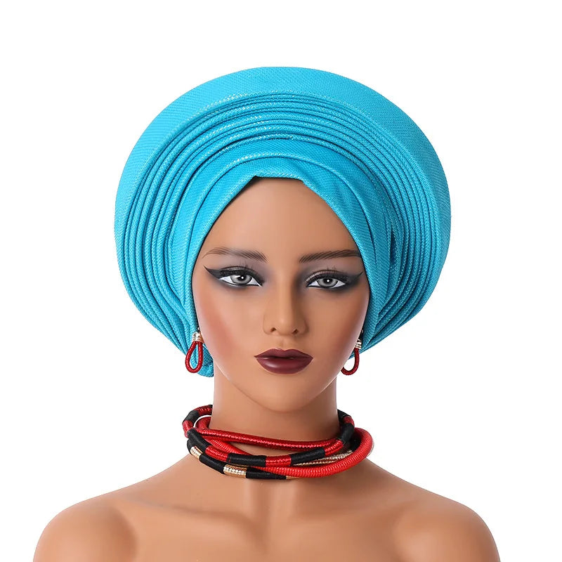 Maxy Gele Head tie Auto Gele Turban Head warp Already Made African Turban Cap Party Women Muslim Hijab Headscarf Bonnet Hat