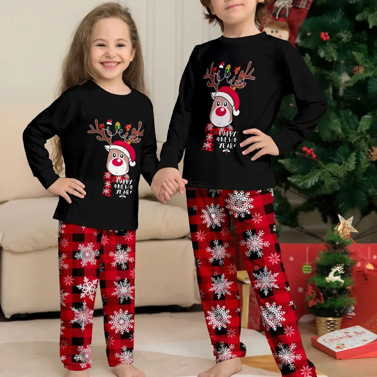 New Maxy Print Mother Father Kids Matching Outfits Christmas Pajamas Set Baby Romper Soft Casual Loungewear Xmas Family Look