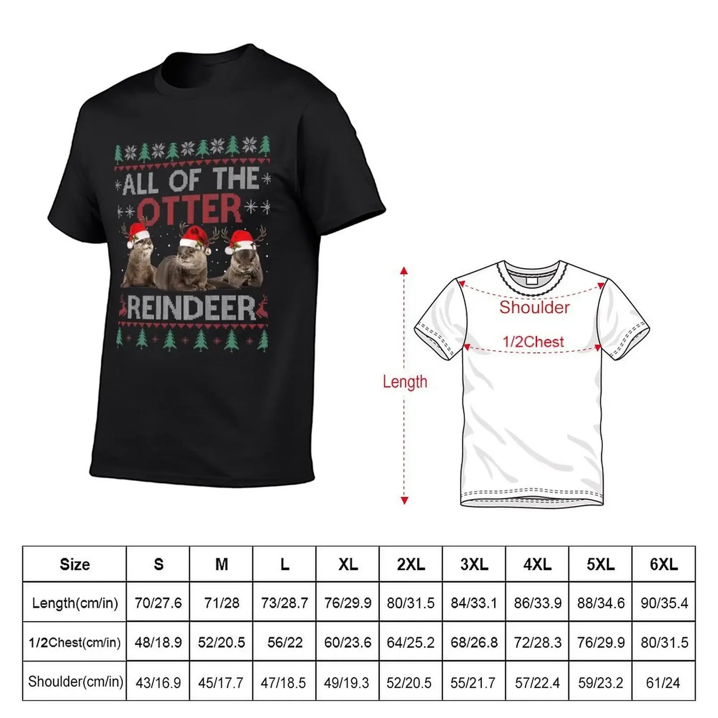 Maxy All Of Otter Reindeer Christmas Ugly Sweater Pajamas Xmas Gi T-Shirt designer shirts summer clothes mens clothes