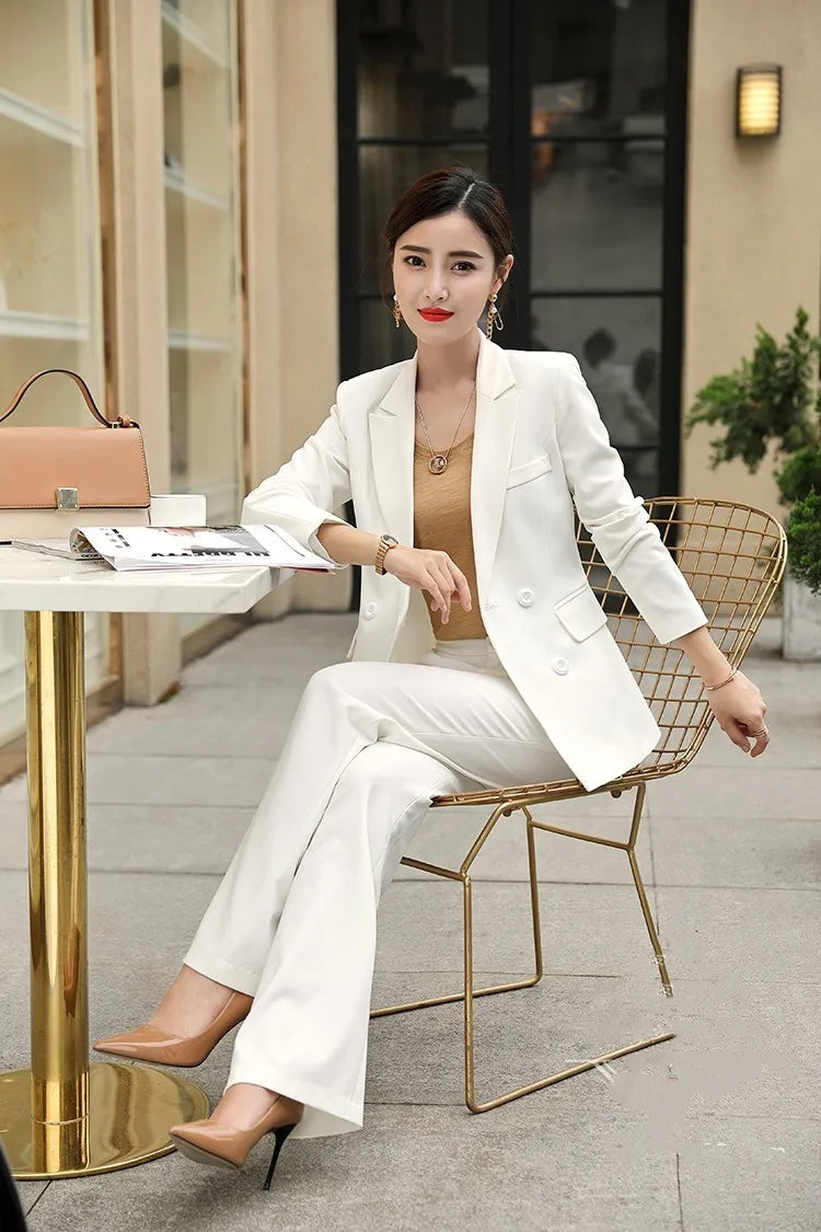 Maxy Women's Blazer Suits Two Piece Solid Work Pant Suit for Women Business Office Lady Suits Sets