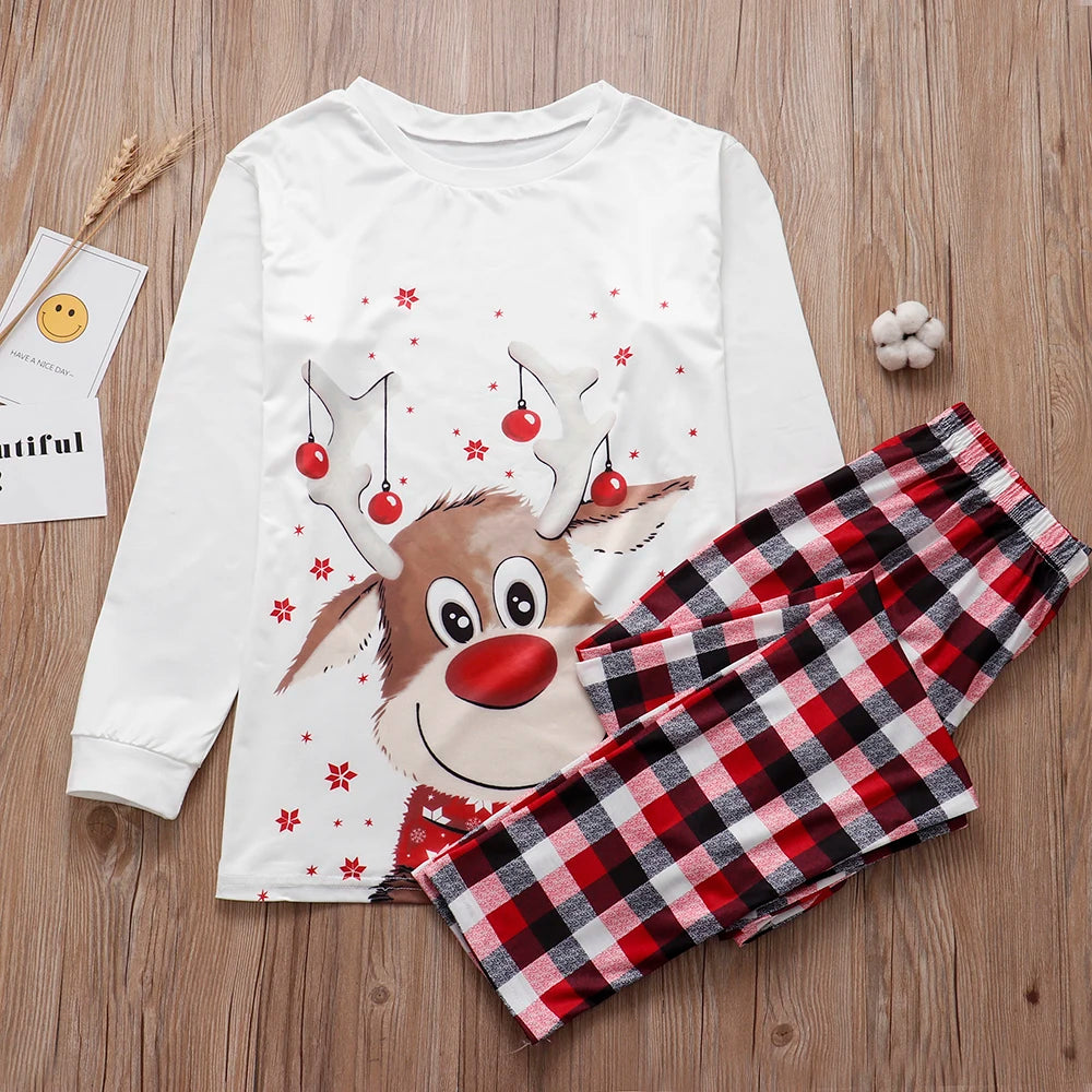 Family Matching Christmas Pajamas Sets Mother And Kids Pyjamas Deer Print Tops+Pants Xmas Sleepwear Baby Romper Pet Dog Clothes