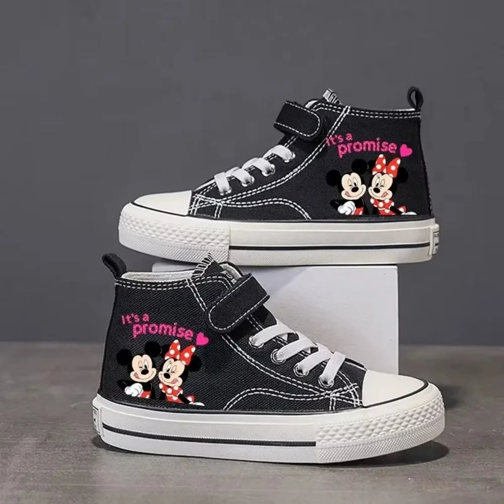Maxy Girl Boys Kids Shoes Love Mickey Mouse Clubhouse Disney High-top Low Canvas shoes Casual Cartoon comfort Children Print Shoes 22