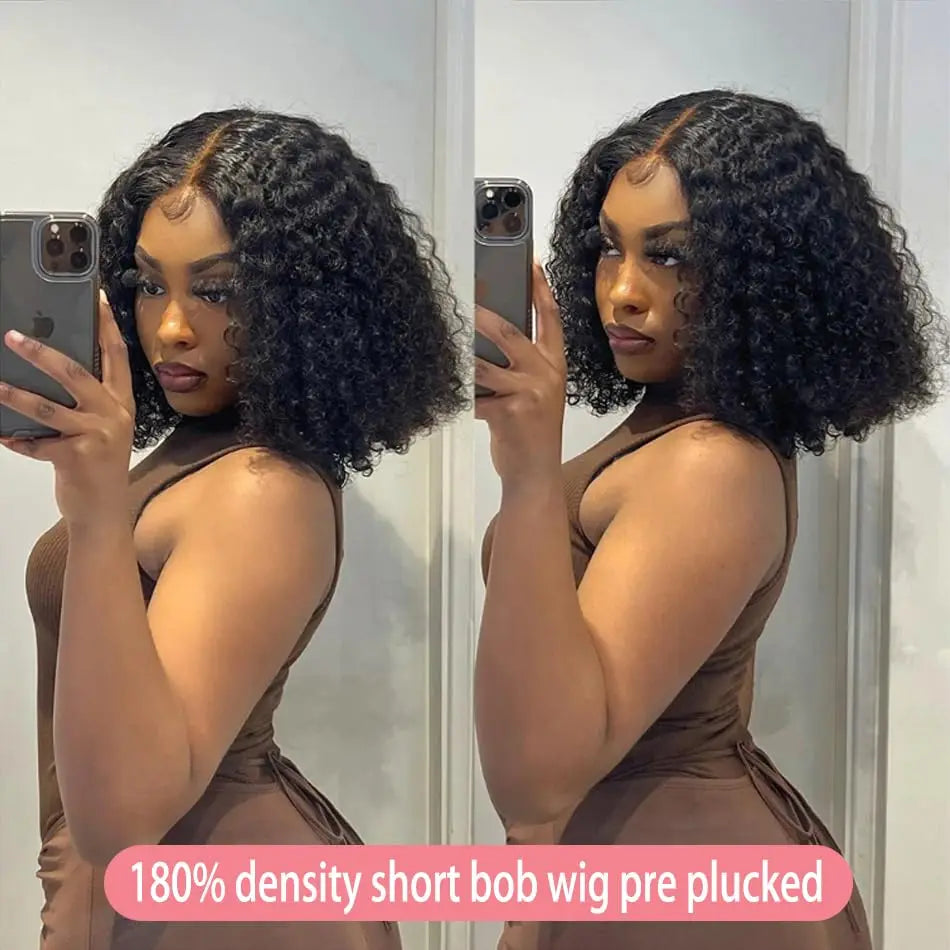 Maxy 8 16 inch Short Curly Bob Wigs Human Hair Deep Wave 13x4 Lace Front Wig 180 Density 13x6 Lace Front Wig Virgin Hair Glueless Wig