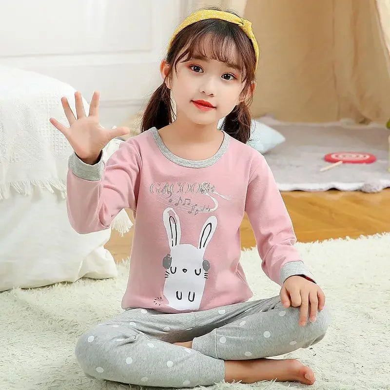 New 2024 Kids Boys Girls Pajamas Cartoon Long Sleeve Cute Warm Tops with Pants Toddler Baby Autumn Winter Sleeping Clothes Sets