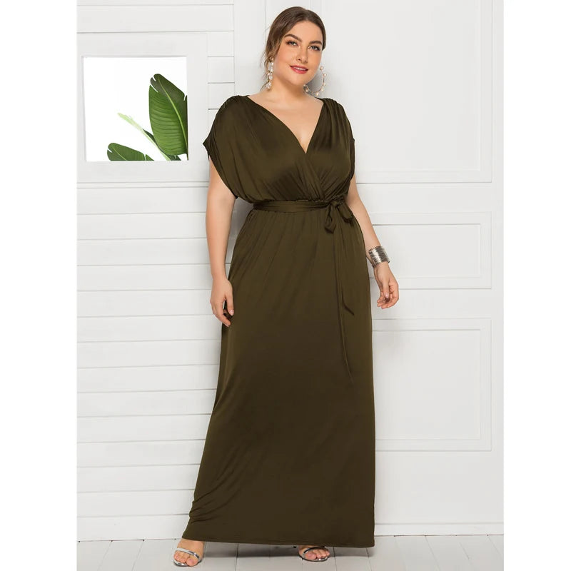 Maxy dress Long Plus Size Evening Party Dress V Neck Stretchy White Vestido Robe de Soiree Wedding Guest Dress LMT-FP3310