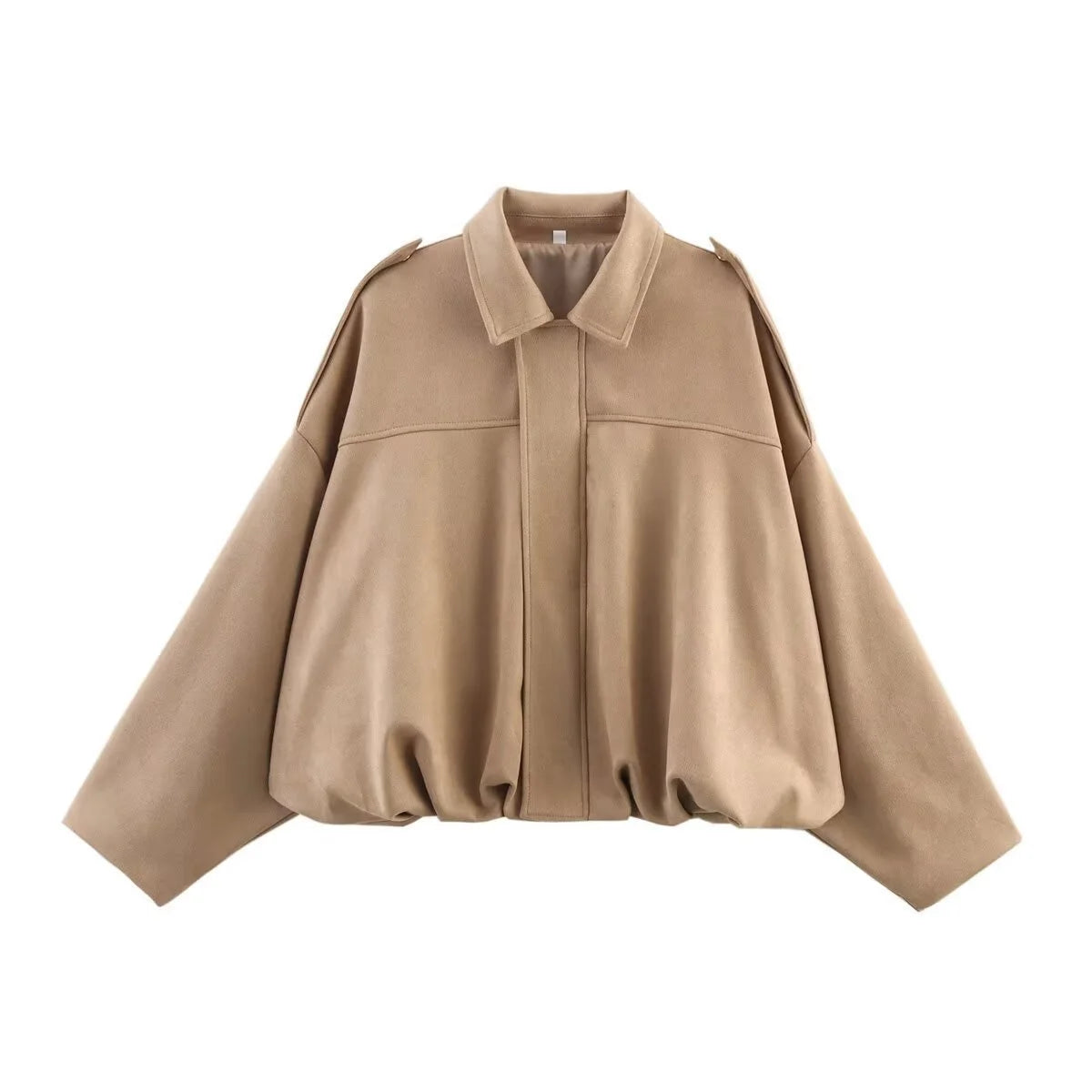 Maxy Women's Army Elegant Bomber Jackets Coats Fashion Turn-down Collar Long Sleeve Loose Coats Vintage Female Outerwear Chic Tops