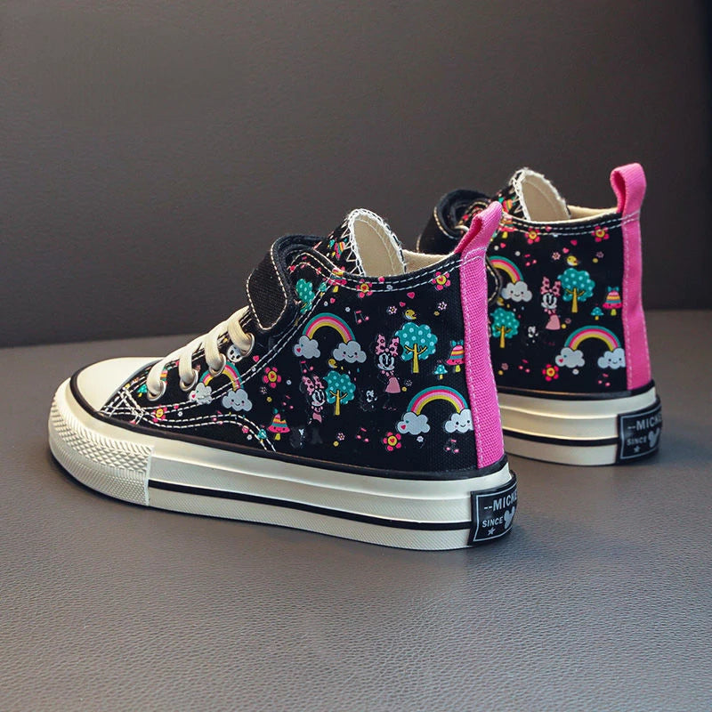 Maxy Minnie Mouse High-Top Canvas Shoes Children's Casual Basketball Running Sneakers Middle and Big Children's Sneakers