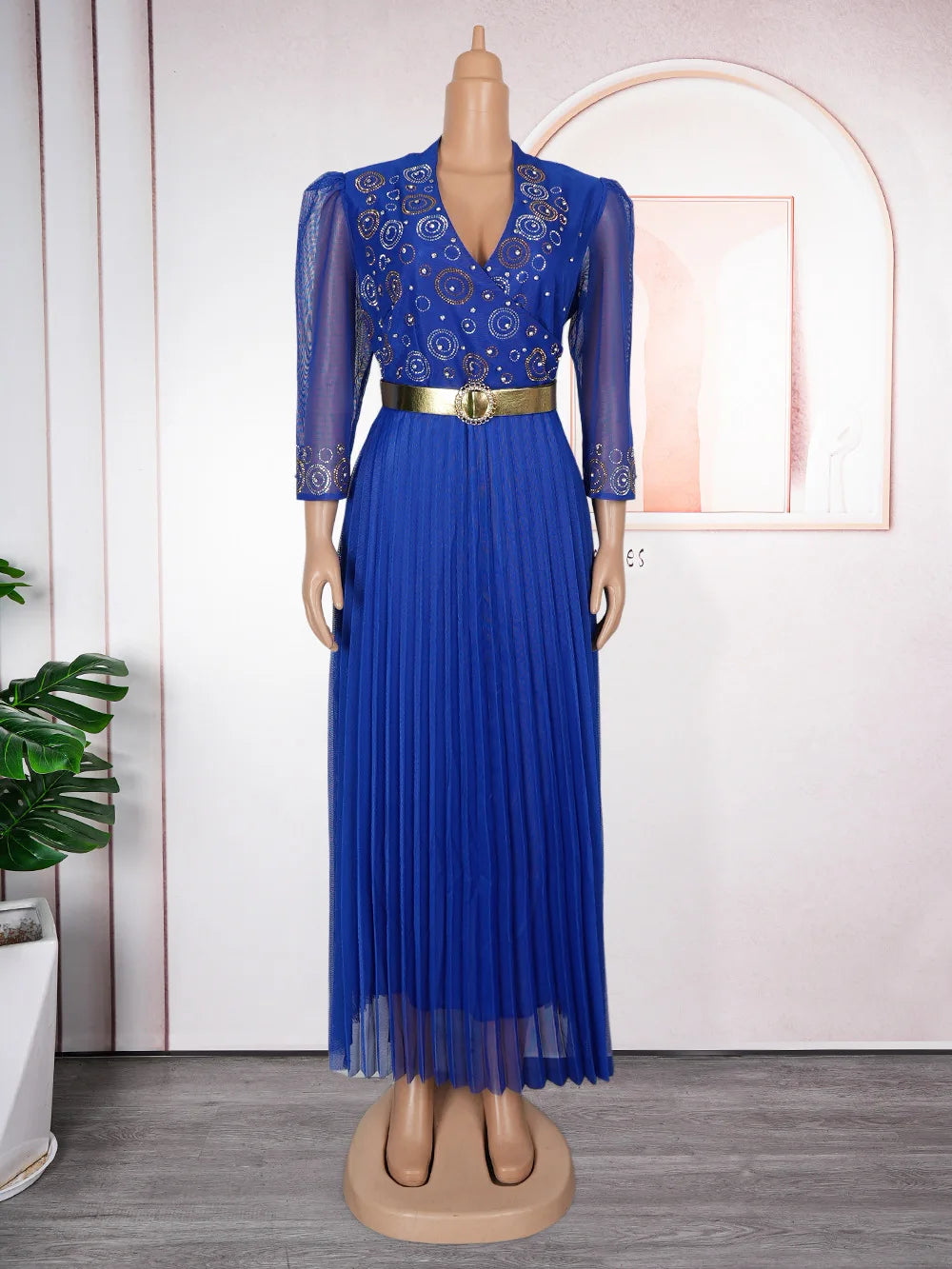 Amay High Quality African Prom Dress Luxury Plus Size Rhinestone Long Evening Dress