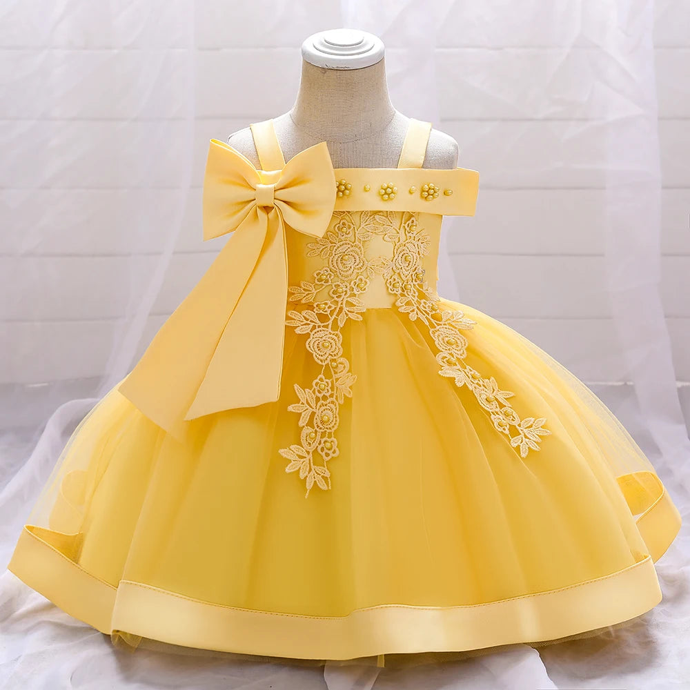 Maxy Baby Girl Baptism Newborn Photography Clothing Toddler Birthday Bow Summer Dress Kids Christening Children Princess Ball Gown