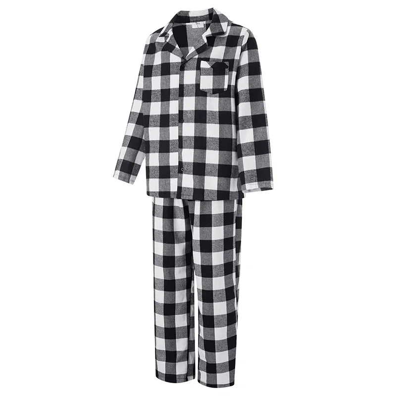 hirigin Christmas Family Pajamas Matching Set Long Sleeve Shirt with Pants Plaid Sleepwear Loungewear Homewear