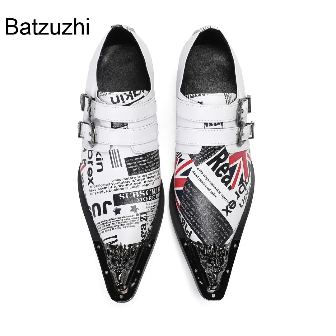 Amay White Genuine Leather Dress Shoes Man Italian Type Fashion Slip on Pointed Toe Formal, Business, Party Shoes Man!