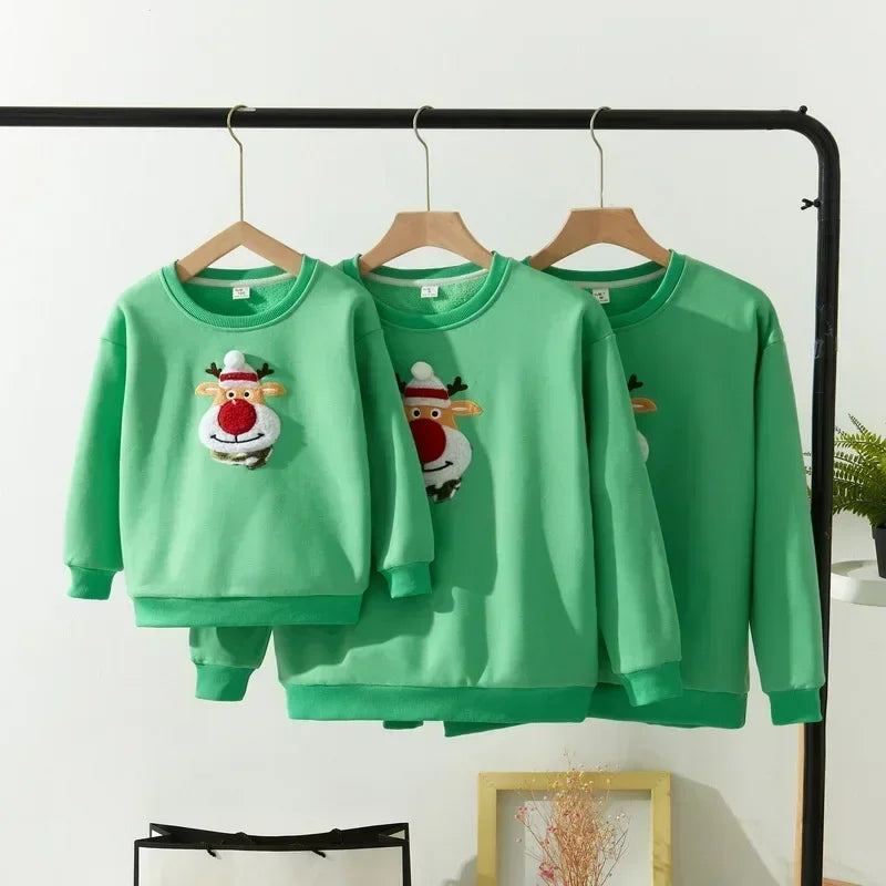 Christmas Family Matching Outfits Out Wear Winter Pajamas Tops Adult Kid Baby Merry Xmas Fleece T-shirts Family New Year Clothes