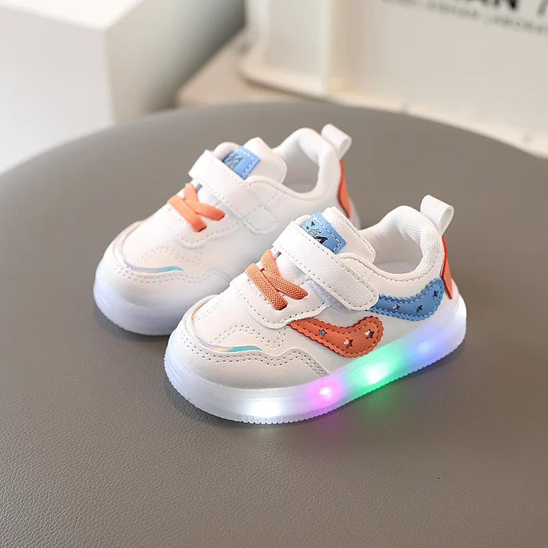 Summer Toddler Shoes With Led Lights Luminous Sneakers for Kids Girls Soft Soled Breathable Glowing Shoes Little Bear Tenis Gift