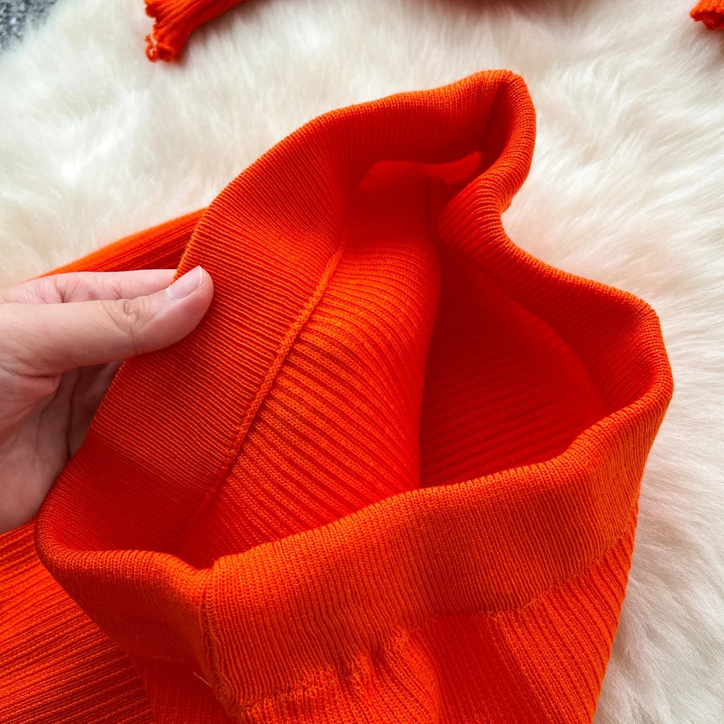 Amay Women Turtleneck Two Piece Sets Autumn Winter Long Sleeve Casual Knitted Sweater High Waisted Wrap Skirts Elgeant Tracksuits
