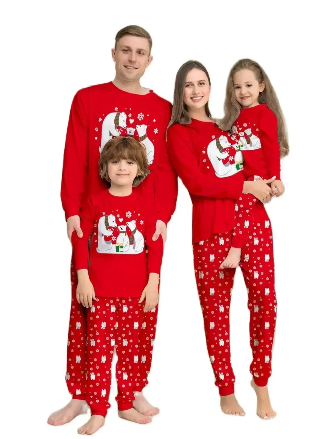 Xmas Family Clothes Bear Print Pajama Set Mother Daughter Father Son Nightgown Pants Sleepwear Christmas Pajamas Family