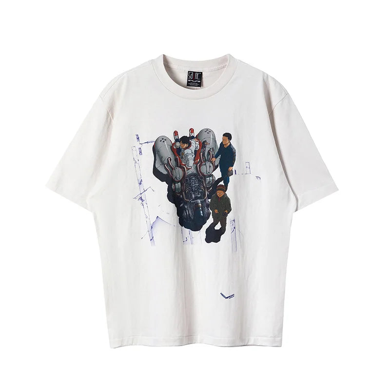 SAINT T Shirt Men Woman Summer Good Quality O-Neck Loose Letter Printing Dropped Shoulder Vintage Tops Tee