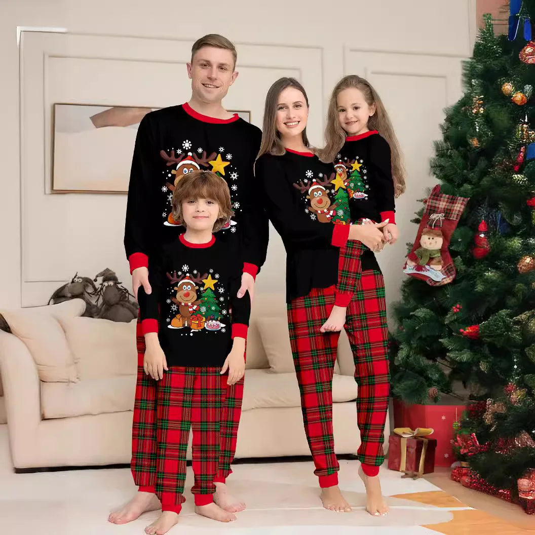 Christmas Family Matching Outfits Adult Kids Mom Dad Pajamas Set Baby Rompers Casual Sleepwear Xmas Claus Family Look Pyjamas