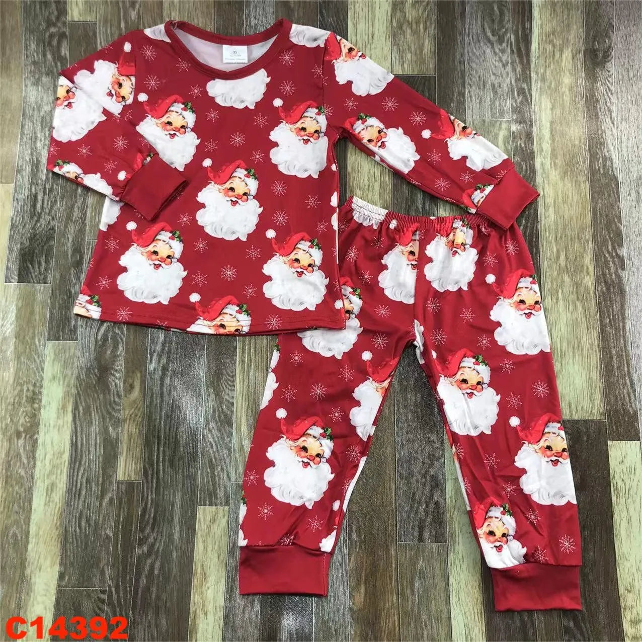 Maxy Red Fall Christmas Children's Pajamas set Santa baby autumn long cotton long-sleeved top + long pants pajamas set