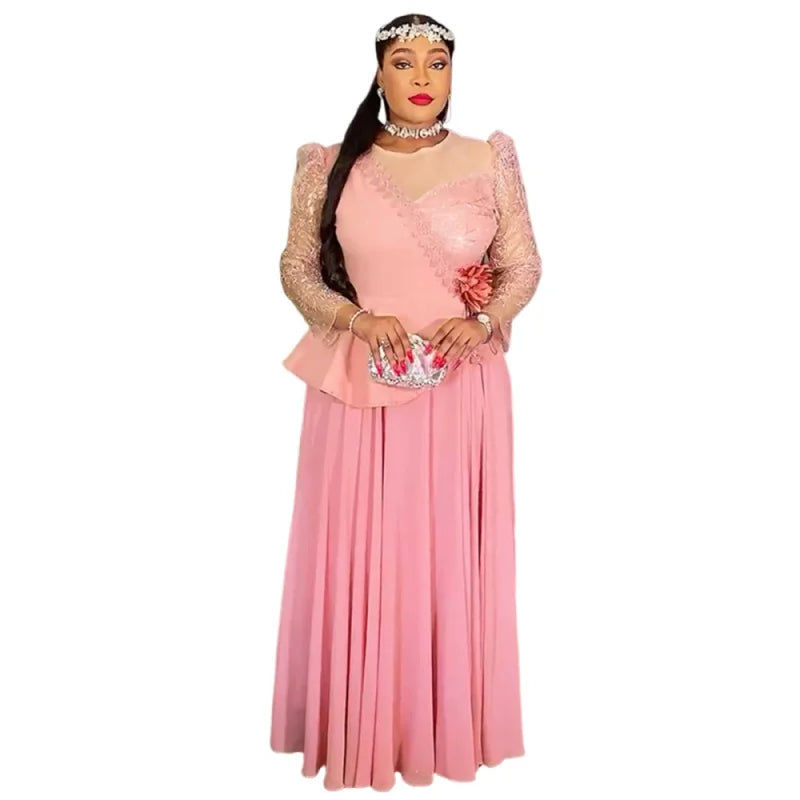 Maxy Plus Size African Party Long Dresses for Women New Dashiki Ankara Sequin Evening Gowns Turkey Outfits Robe Africa Clothing