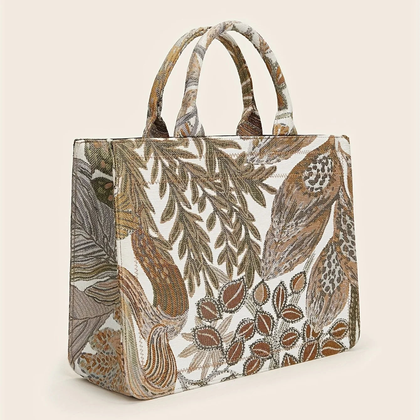 Maxy Stylish Floral Pattern Tote Handbag, Trendy Satchel, Large-capacity Bag With ZIPPER