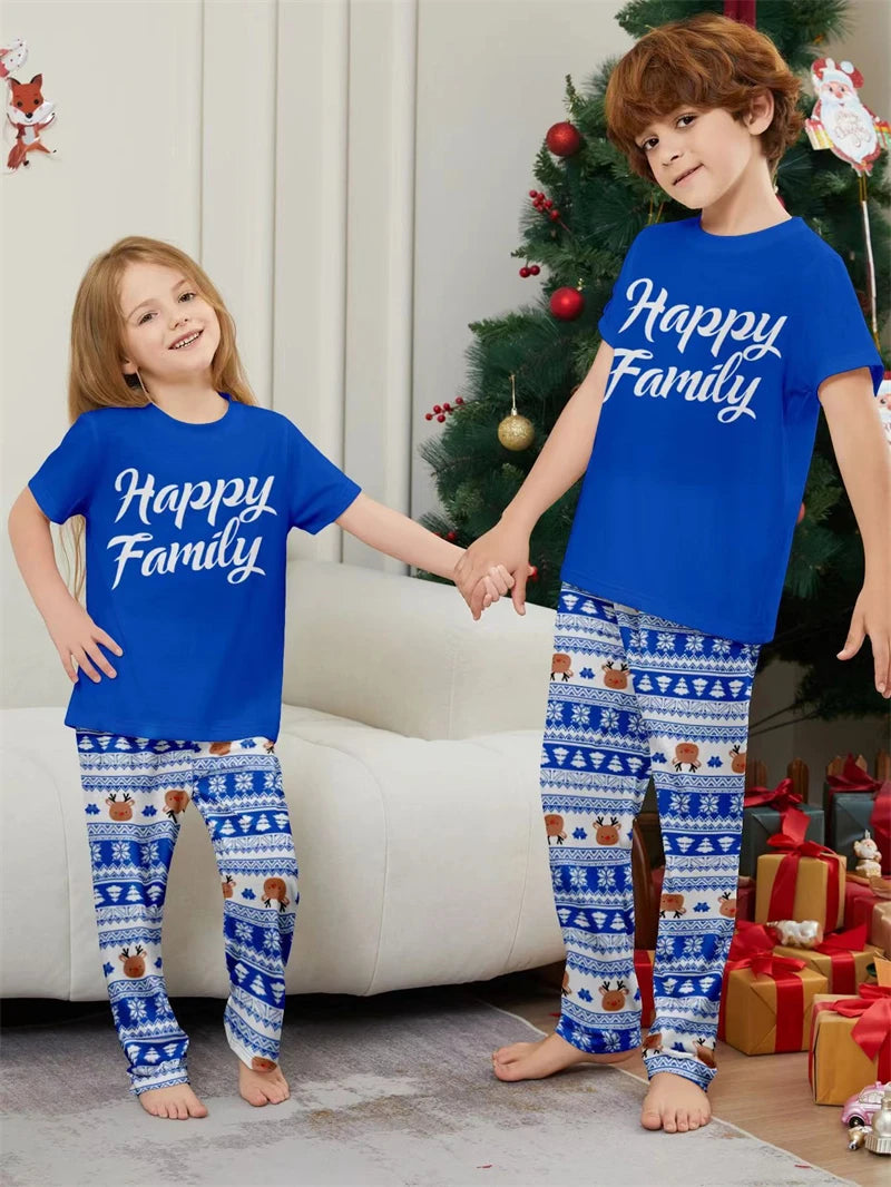 Maxy Short Sleeve Christmas Family Matching Pajamas Sets Xmas Daddy Mommy and Me Pj's Clothes Father Mother Kids Baby Sleepwear 2024