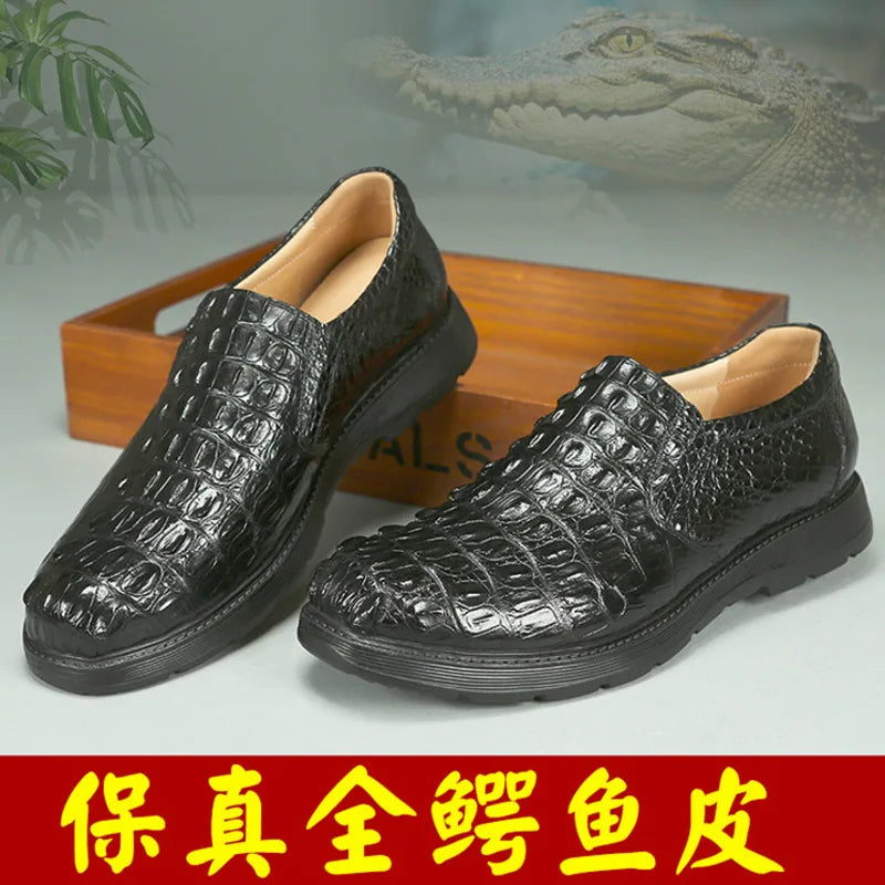 Amay New Crocodile Skin Business Loafers New High-end Leather Suede Men‘s Casual Boat Walking Male Men's Vulcanize Shoes Shoes Oxford