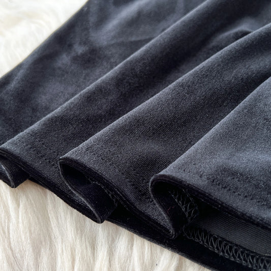 Amay Elegant Long Sleeves Vintage Stand Collar Chic Hollow Out Velour Slim Split Cheongsam Evening High Street Autumn Winter Dresses