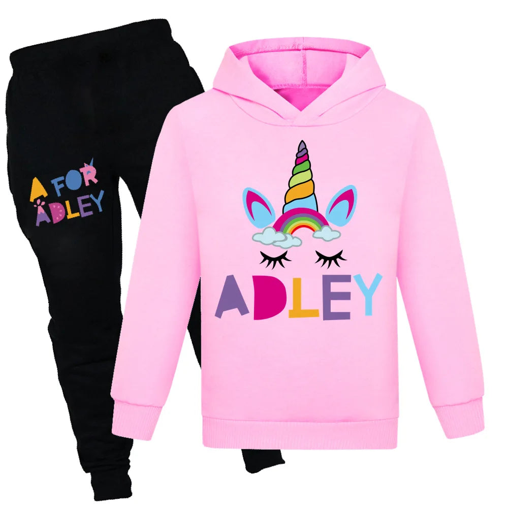Maxy Children's Clothing A for Adley Girls Boys Clothes Sets Spring Fall Long Sleeve Sweatshirt+Pants Suits Baby 2pcs Girls Set