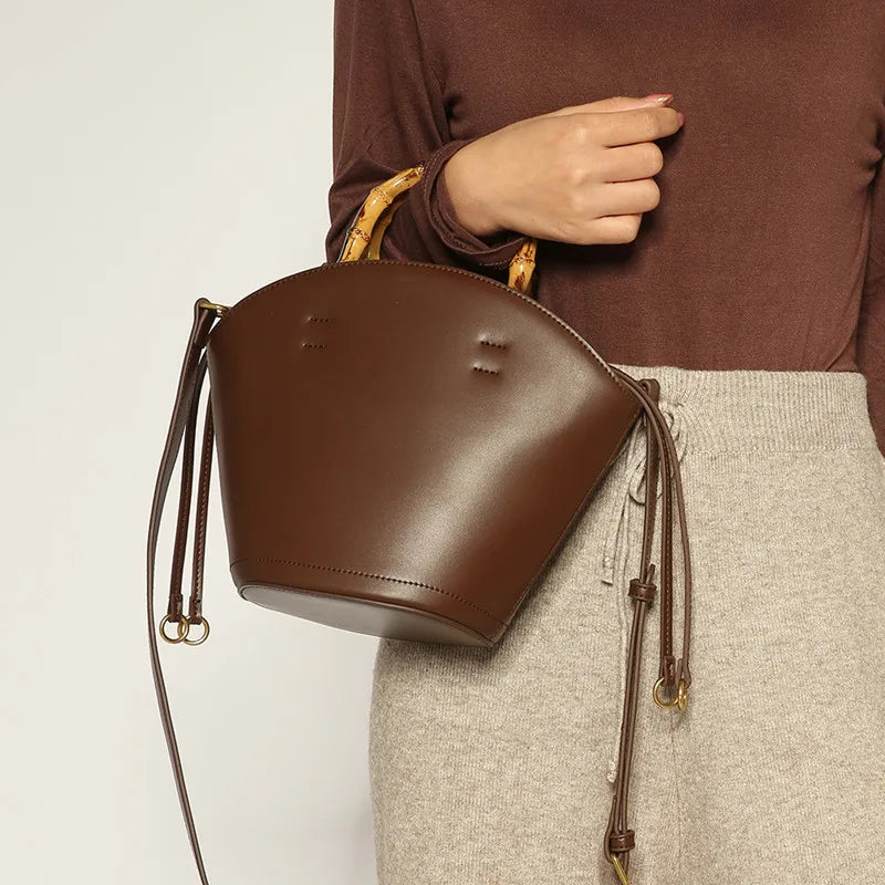 Maxy New Fashion Retro Bamboo Knot Hand-held Handbags Women Luxury Large Capacity Tote Lady Trendy Casual Shoulder Cross Bags