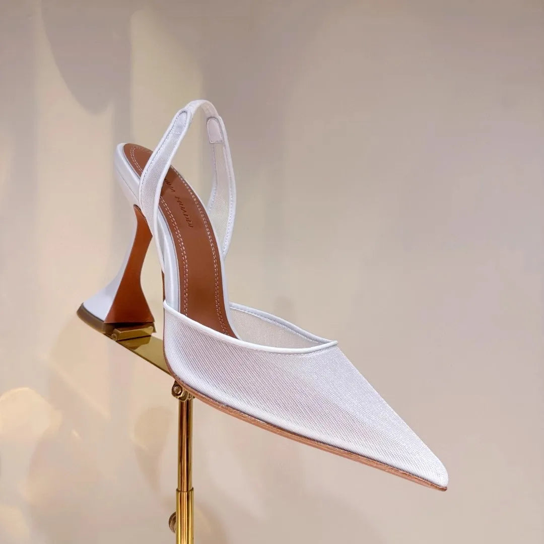Maxy High-heeled sandals summer new pointed lace mesh wine glass heel wedding shoes banquet dress versatile simple women's shoes
