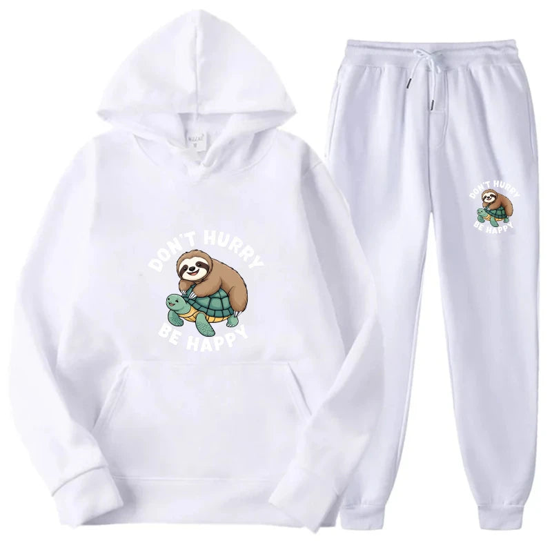 Maxy Hoodie Set White Butterfly Inspire Print Sweatshirt & Pants Tracksuit for Women Gym Yoga Casual Wear