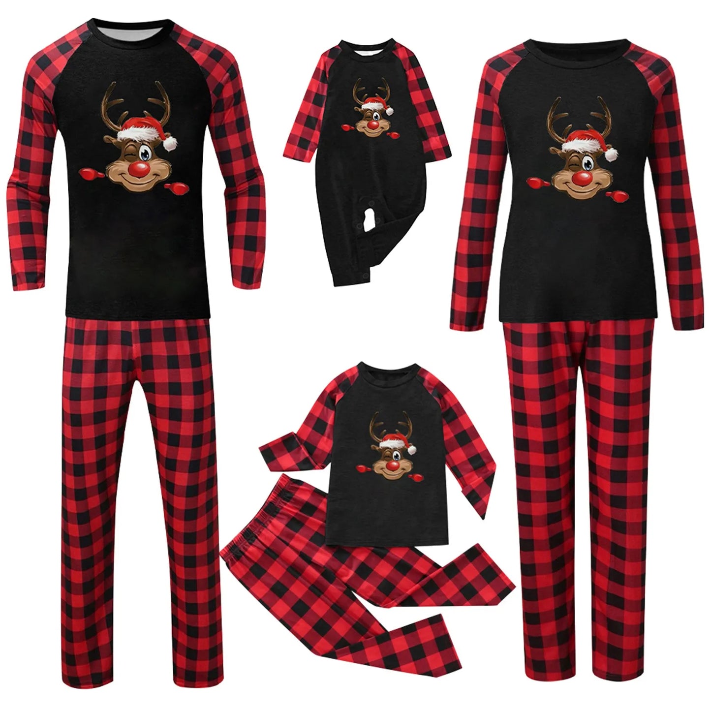 Christmas Family Clothes Max Deer Crew Neck Long Sleeve Mother Father Kids Baby Holiday Pajamas for Family 2024 New Year's Clothes