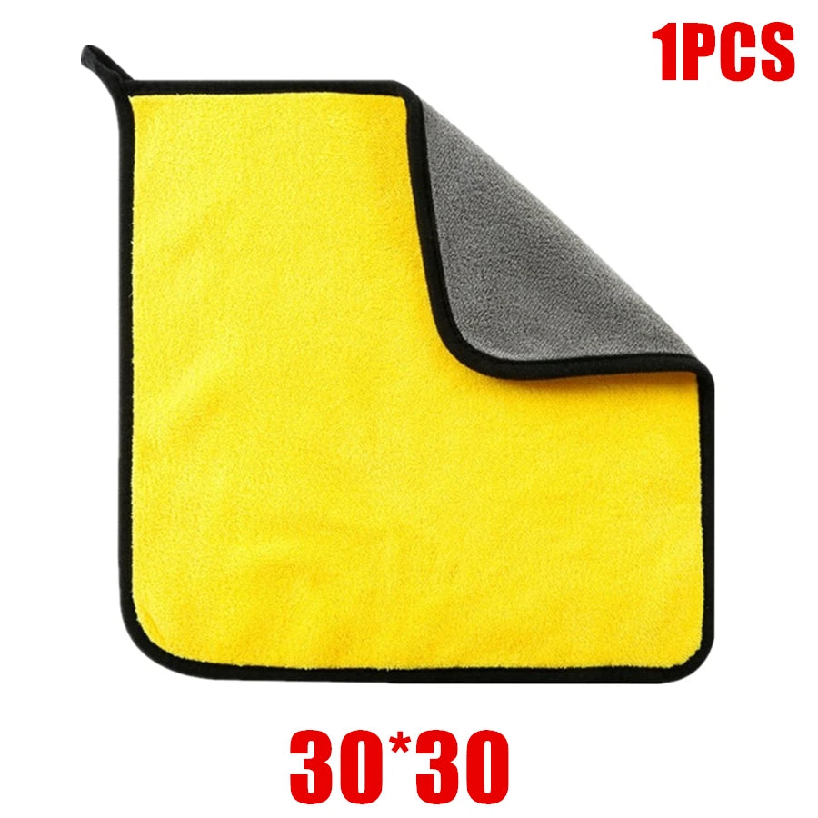 Maxy 1/2/6pcs Microfiber Cleaning Towel Thicken Soft Drying Cloth Car Body Washing Towels Double Layer Clean Rags Car Accessories