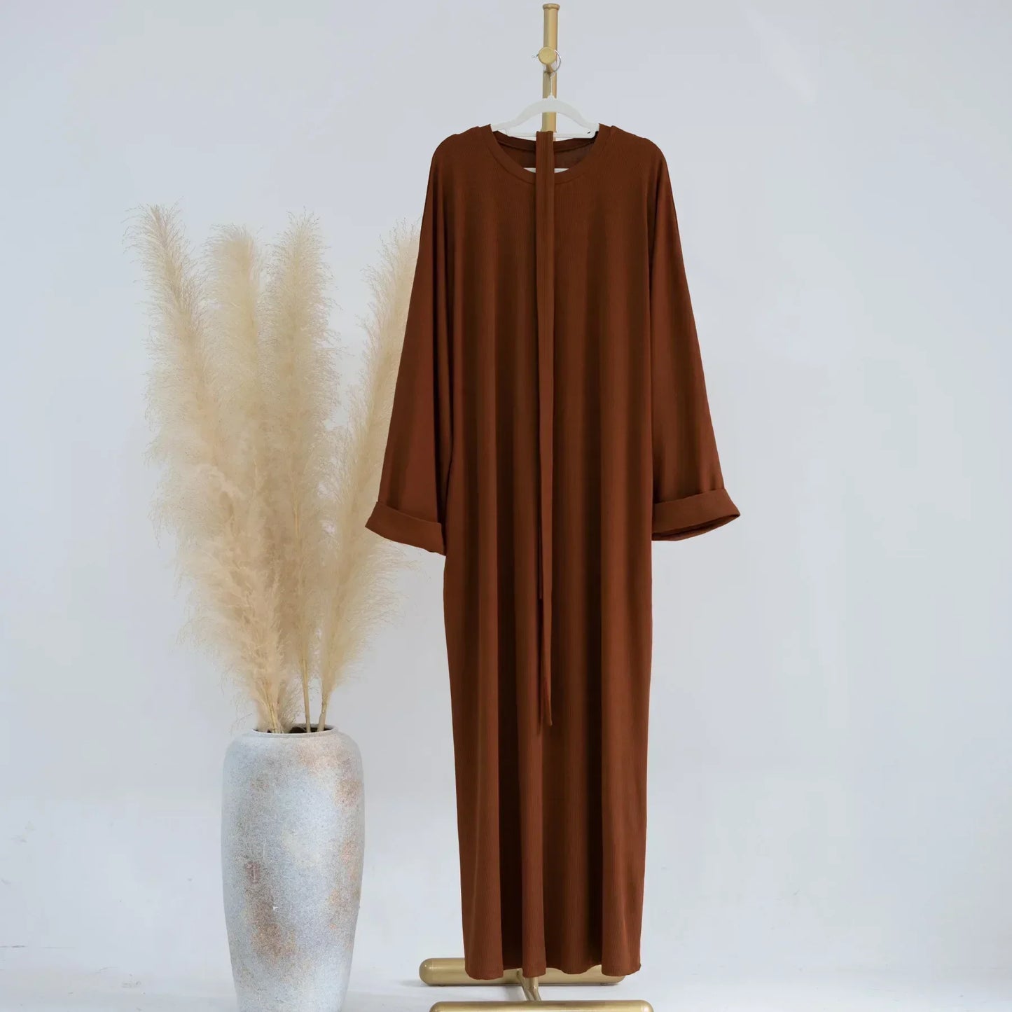 Maxy Autumn Rib Knit Abaya for Women Muslim Winter Clothes Casual Long Hijab Dress Islamic Dubai Turkey Outfit Ramadan Eid Kaftan