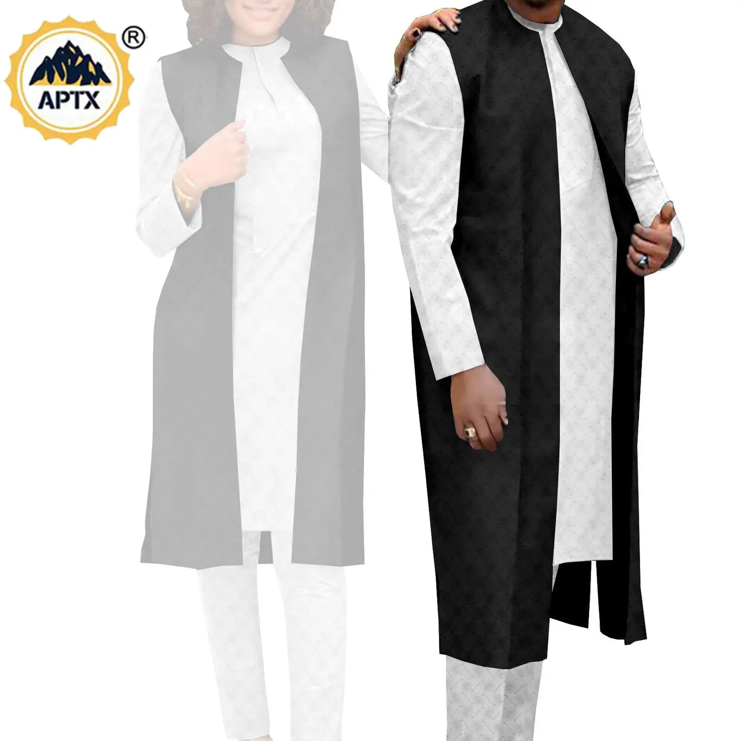 Amay Couples Clothes Bazin Riche Women Outfits 3 Pieces Sets Match Men Jacquard Shirt and Pants and Vest Jackets Sets Y22C029