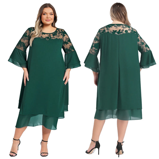 Maxy Women Holiday Dress Summer Evening Cocktail Gown Woman Elegant Pageant Holiday Festival Costumes Lace Embroidery Party Dresses