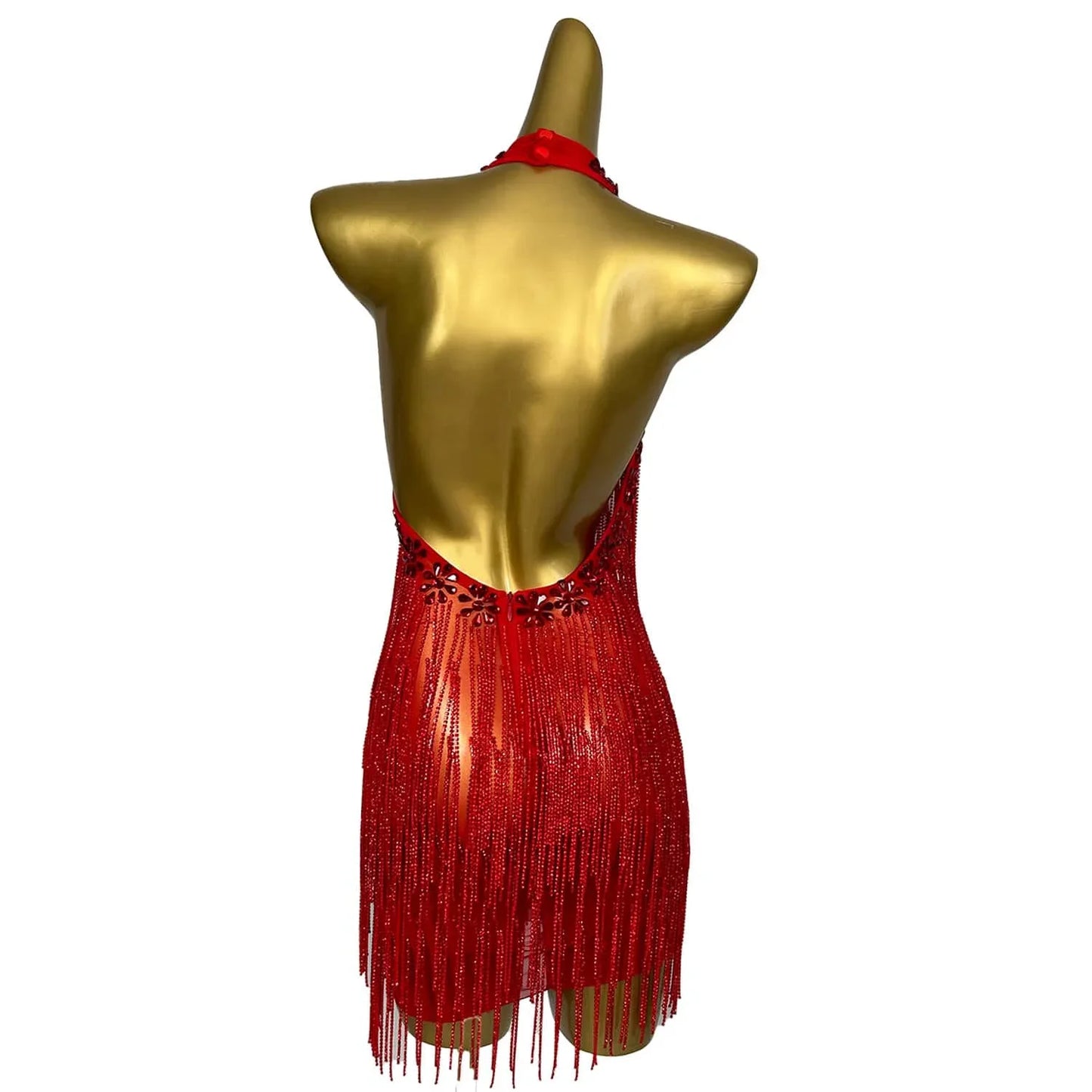 Maxy Fashion Party Prom Red Gown Birthday Party Celebrate Short Dress Women Sparkly Rhinestone Chain Backless Dress Singer Show Wear