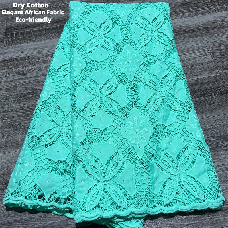 Maxy Pink Dry Cotton Lace Fabric High Quality 5 Yards Embroidered Lace Swiss Fabric Women Dress for Party A3851