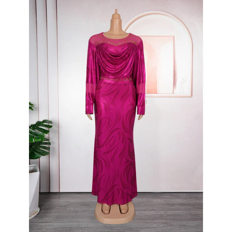 Maxy Party Dresses for Women New Fashion Dashiki Ankara Wedding Evening Gown Elegant Turkey Muslim Maxy Dress