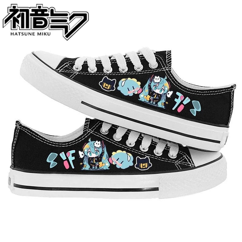 Maxy Kawaii Hatsune Miku Canvas Shoes Summer New Thin Shoes Cartoon New High Top/low Top Versatile Boy Girl Shoes Couple Style