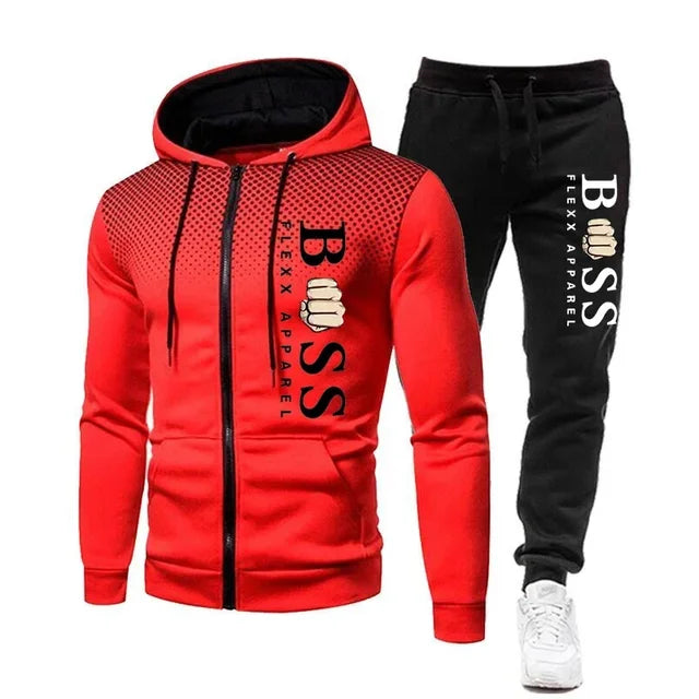 Visco New Men Tracksuits Men Sets Sweatshirt +sweatpants Tracksuit Zipper Stand Collar Sports Suit Jogging Fitness Men Clothing