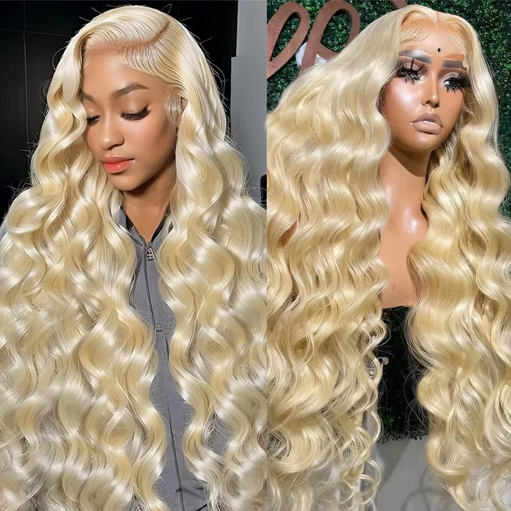 Maxy 40 42 Inch Body Wave Lace Front Human Hair Wigs Brazilian 613 Hd Lace Frontal Human Hair Wig 13x6 Colored Blonde 200 Density